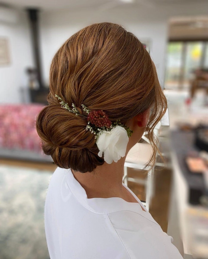 Easy low bun hairstyle perfect for family holiday gatherings