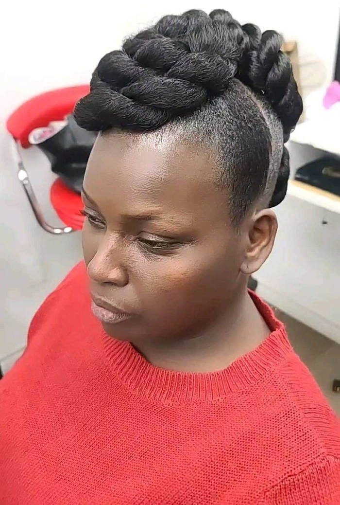 Edgy holiday concert hairstyle with faux hawk braids Faux hawk braids styled for an edgy holiday concert look
