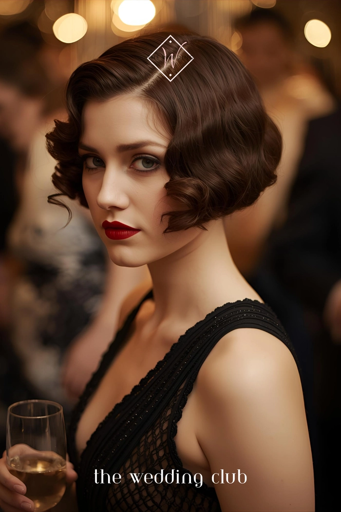 Woman with elegant finger wave hairstyle for a Roaring Twenties New Year's Eve party