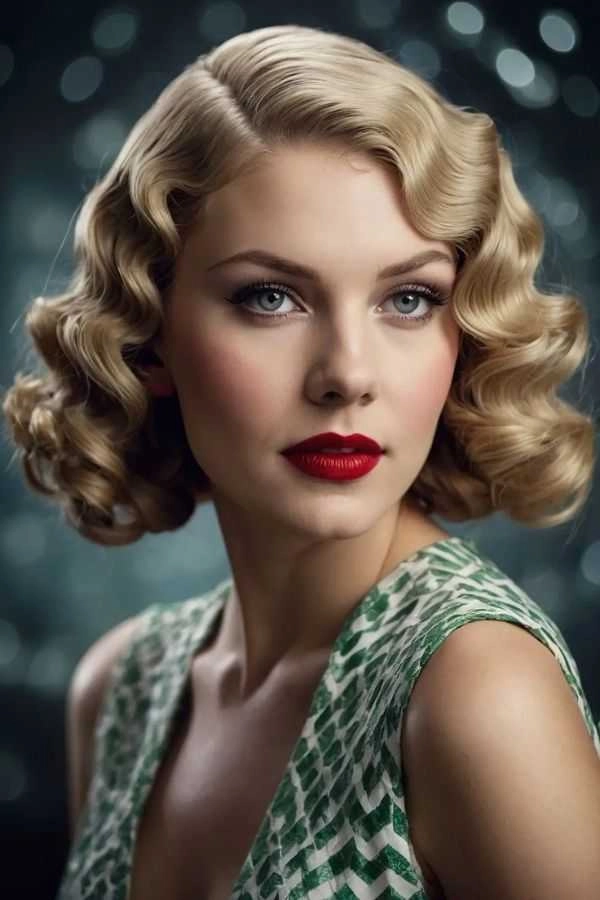 Elegant finger wave hairstyle for a roaring twenties New Year's Eve party