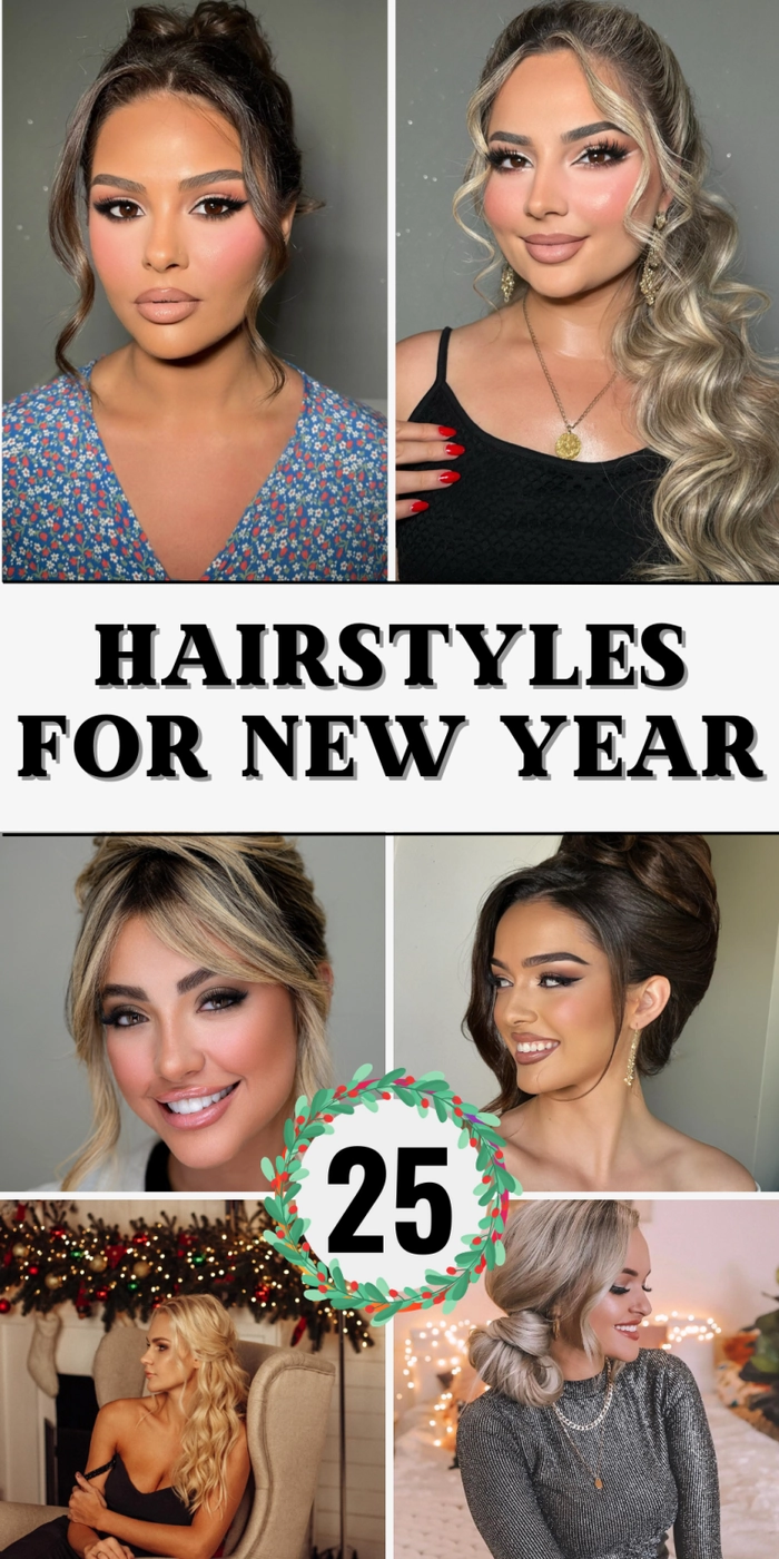 Glamorous Hollywood waves hairstyle for New Year's Eve celebration