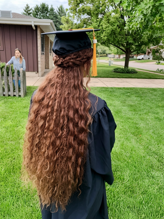 Graduation ceremony updos that fit under caps, styled for a holiday celebration