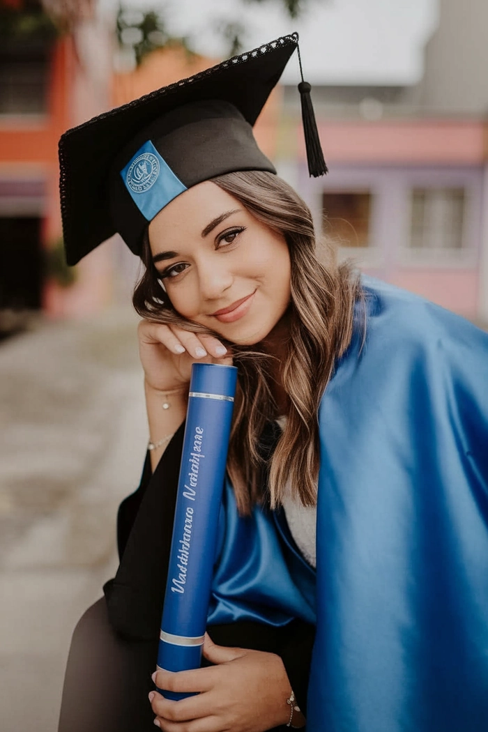 Graduation updo hairstyle that fits smoothly under a cap