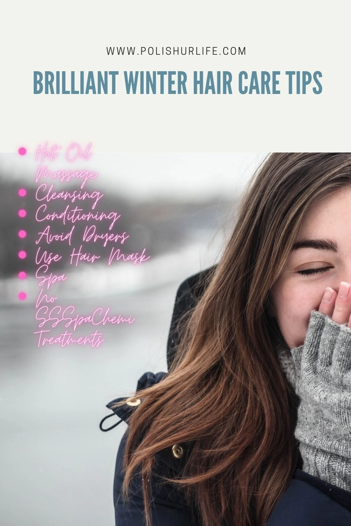 Winter holiday hair maintenance tip: wrap hair in silk scarf to prevent static Woman with sleek holiday updo protecting hair from winter cold with satin scarf