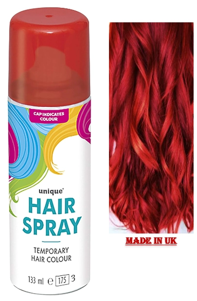 A woman showcases a vibrant temporary color spray hairstyle for festive weekend parties
