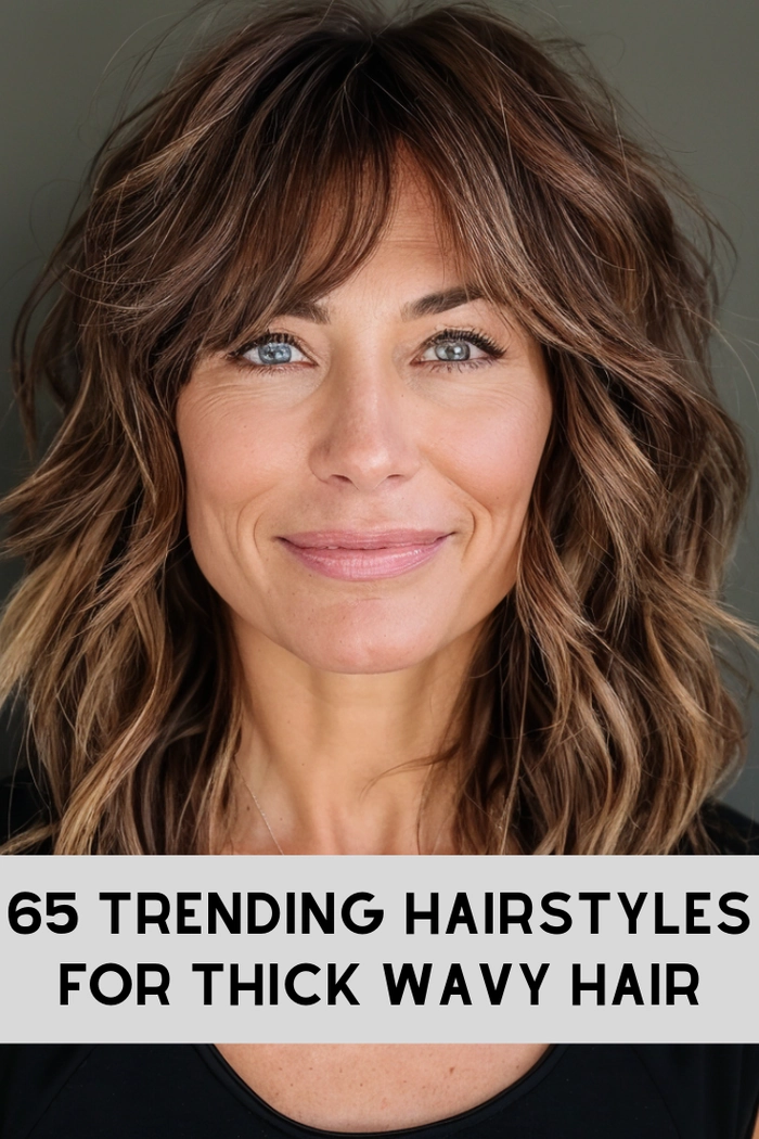 Medium length thick hair styled with holiday waves
