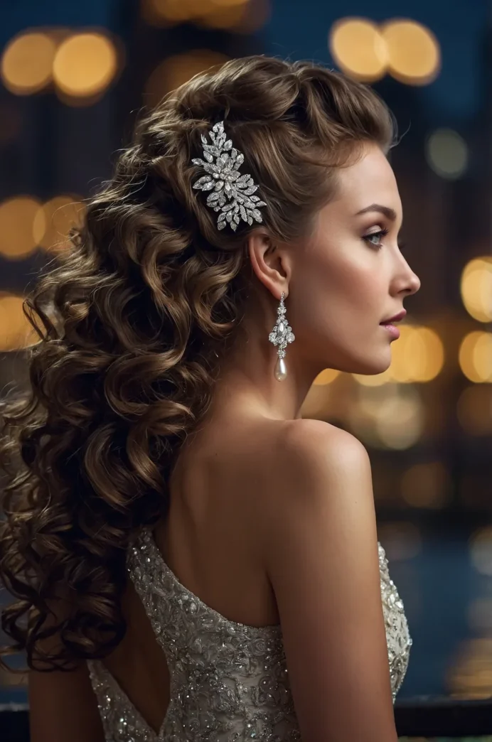 Romantic twisted updo hairstyle for a Valentine's Day date