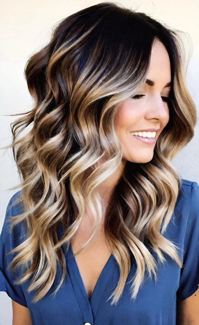 Medium length holiday waves for thick hair with soft curls