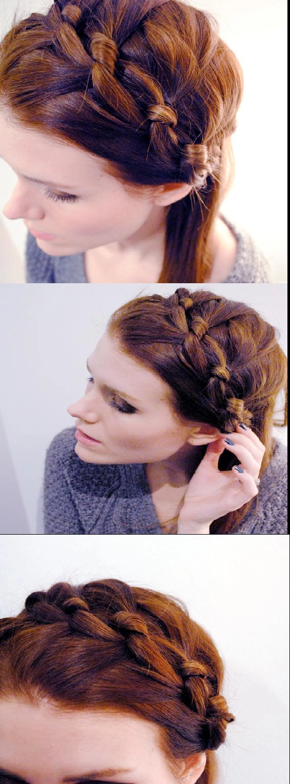 Milkmaid braids hairstyle perfect for a Christmas cabin trip Woman in a cozy cabin wearing milkmaid braids with festive accessories