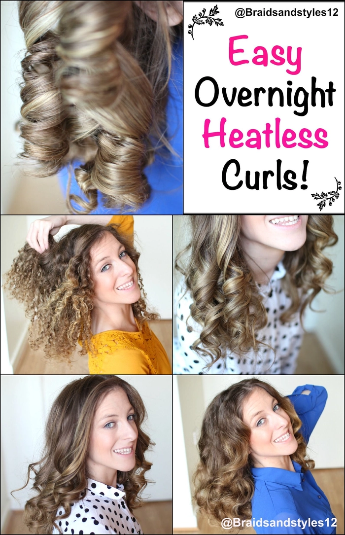Overnight heatless curl routine for holiday-ready Christmas morning waves Woman sleeping in a silk wrap with soft curls forming for Christmas morning heatless hairstyle