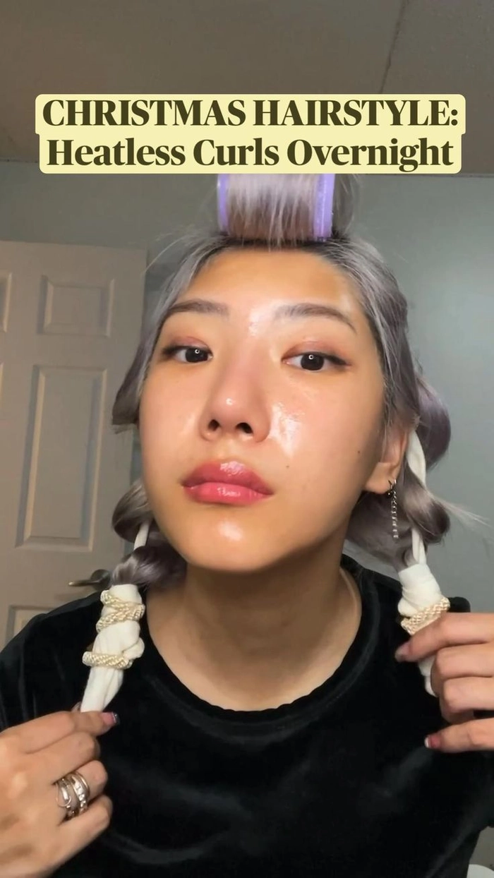 Overnight Heatless Curls for Christmas Morning