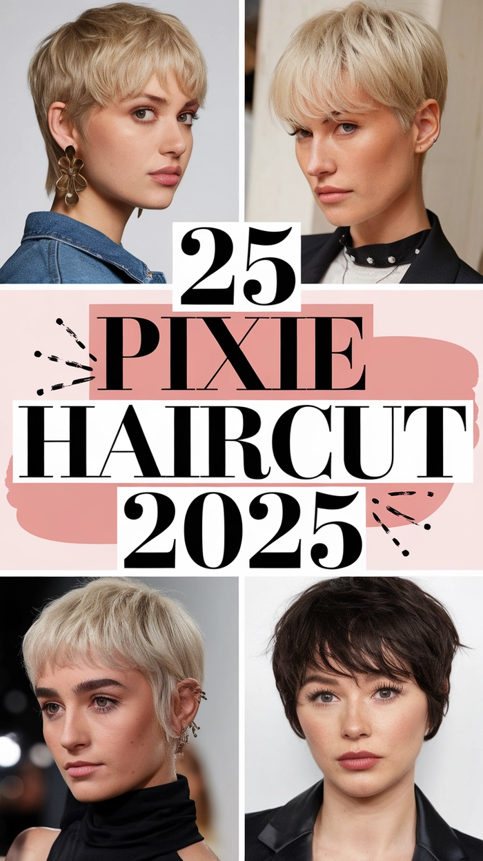Pixie cut with a glittery New Year's Eve headband accessory