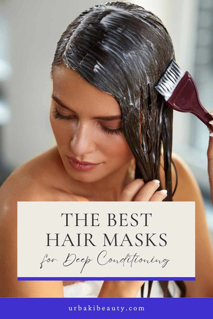 Woman applying a deep conditioning mask to her hair after holiday styling