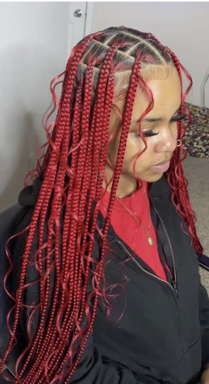 Elegant relaxed boho braids styled for a Thanksgiving dinner gathering