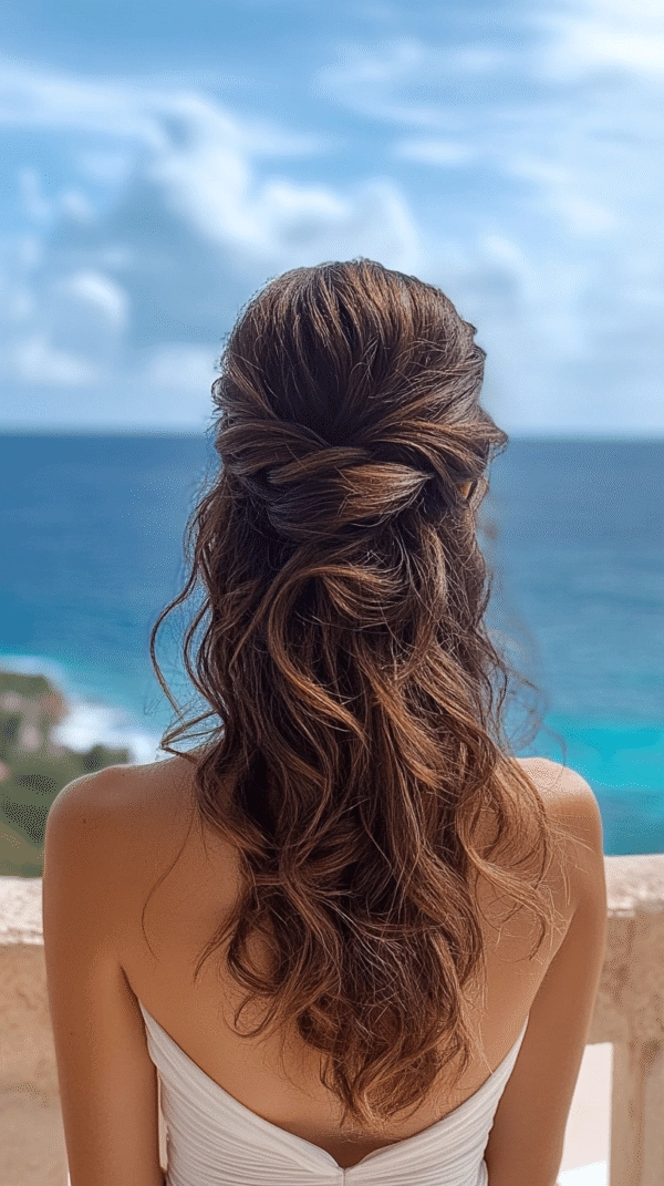 Romantic twisted updo hairstyle for Valentine's Day date night