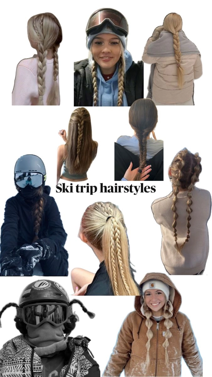 Ski trip cold weather protective braided hairstyle Woman with stylish braided hair and a warm beanie at a snowy ski resort