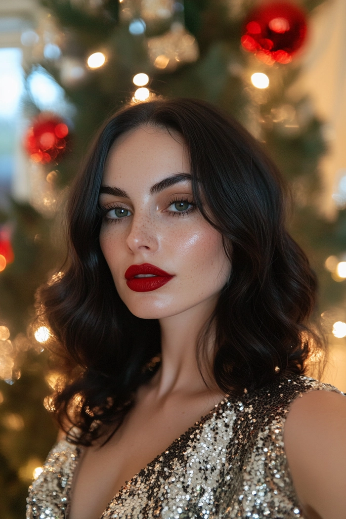 Sparkly hair clips placed strategically in a twisted updo for a New Year's Eve gala hairstyle