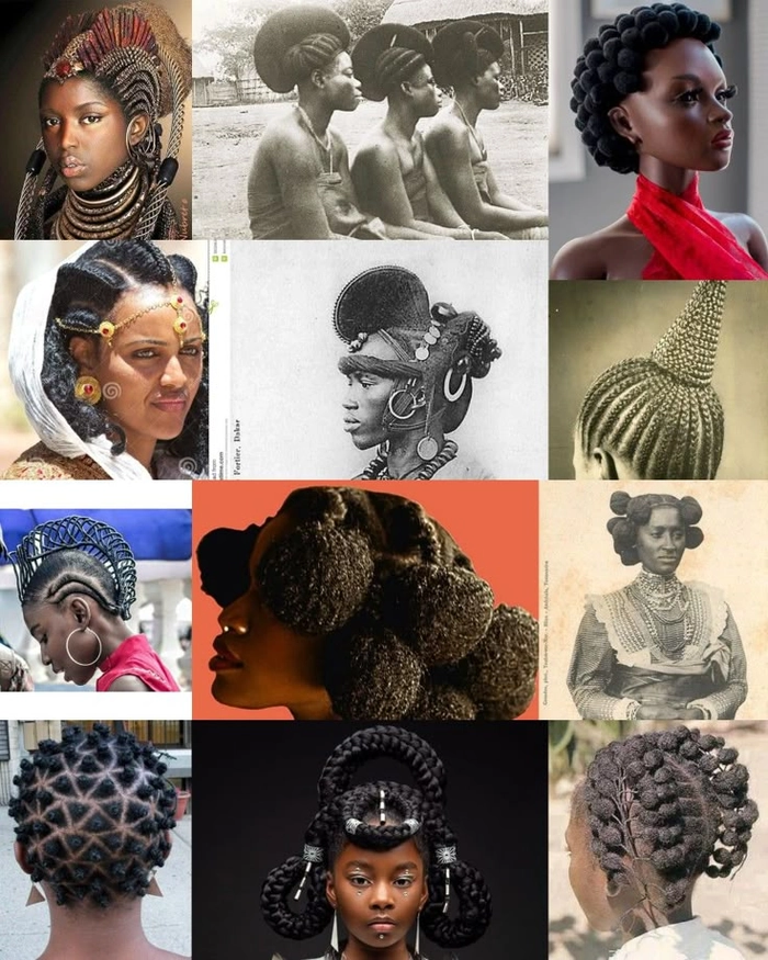 Traditional hair braiding for a cultural holiday festival celebration