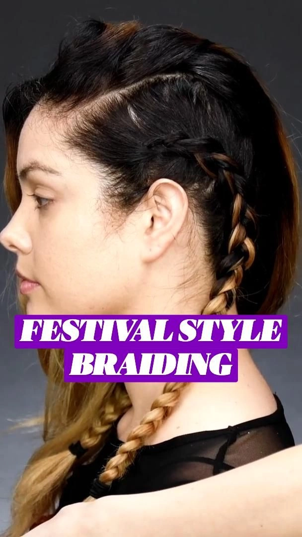 Woman wearing intricate traditional braids for a cultural holiday festival celebration