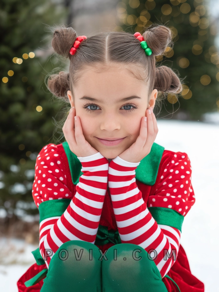 Tween approved holiday hair trend featuring elegant braids for parties Tween girl with a festive braided holiday hairstyle and sparkly accessories