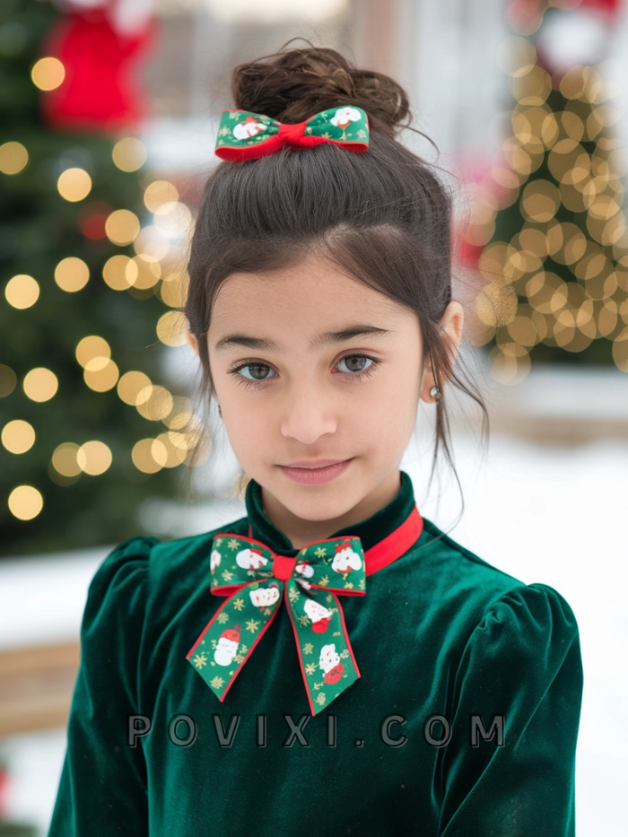 Festive Tween Holiday Hair Braids Tween girl with sparkly braided holiday hairstyle