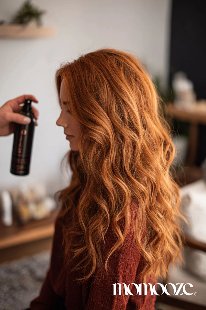 Best Warm Tone Hair Color Trends for Holiday Parties and Celebrations Warm-toned holiday hair color with golden copper highlights for festive season styles