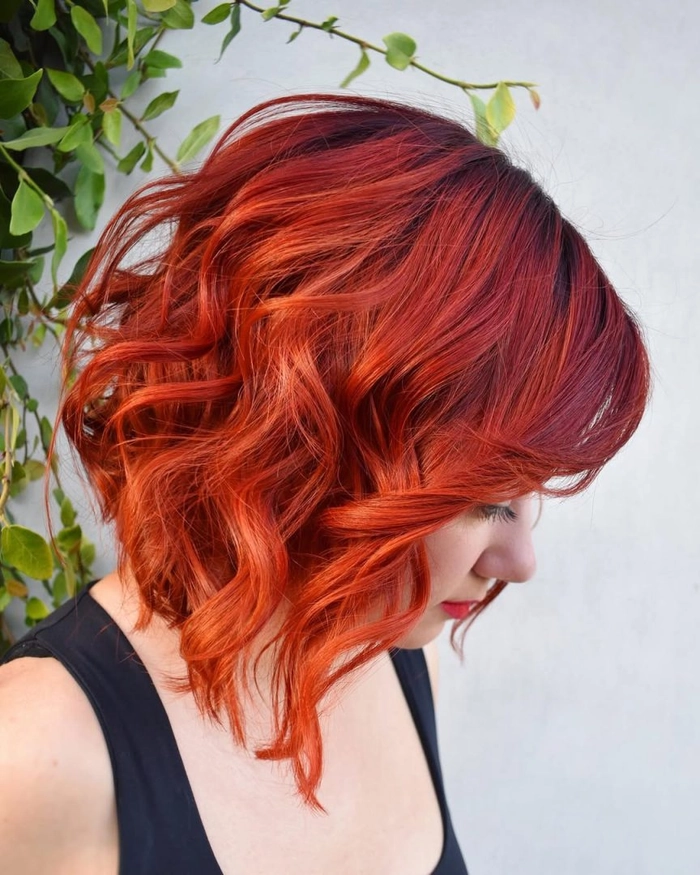 Autumn birthday party featuring a textured lob hairstyle with warm tones