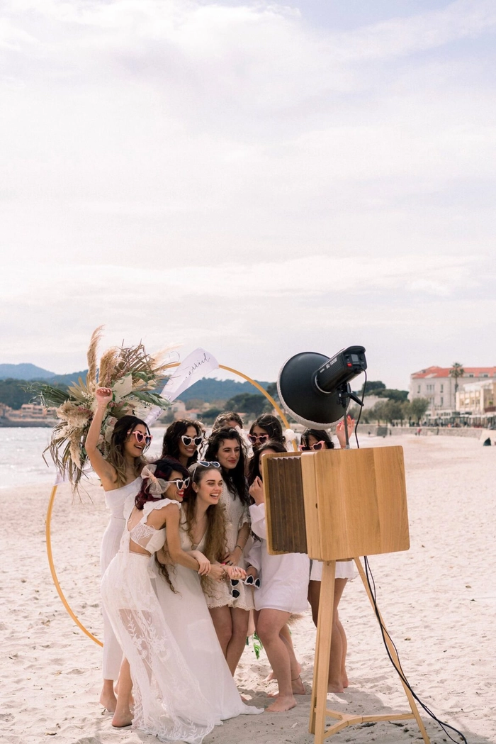 Bachelorette party hairstyle featuring voluminous messy beach waves Model with messy beach waves hairstyle for a bachelorette party