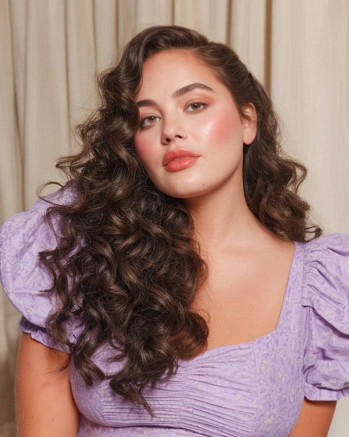 Birthday event curls for keratin treated hair, elegant party hairstyle