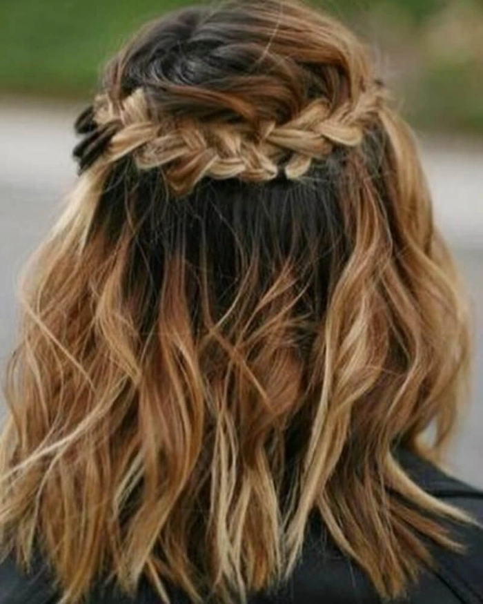 Boho braided crown hairstyle for a music festival
