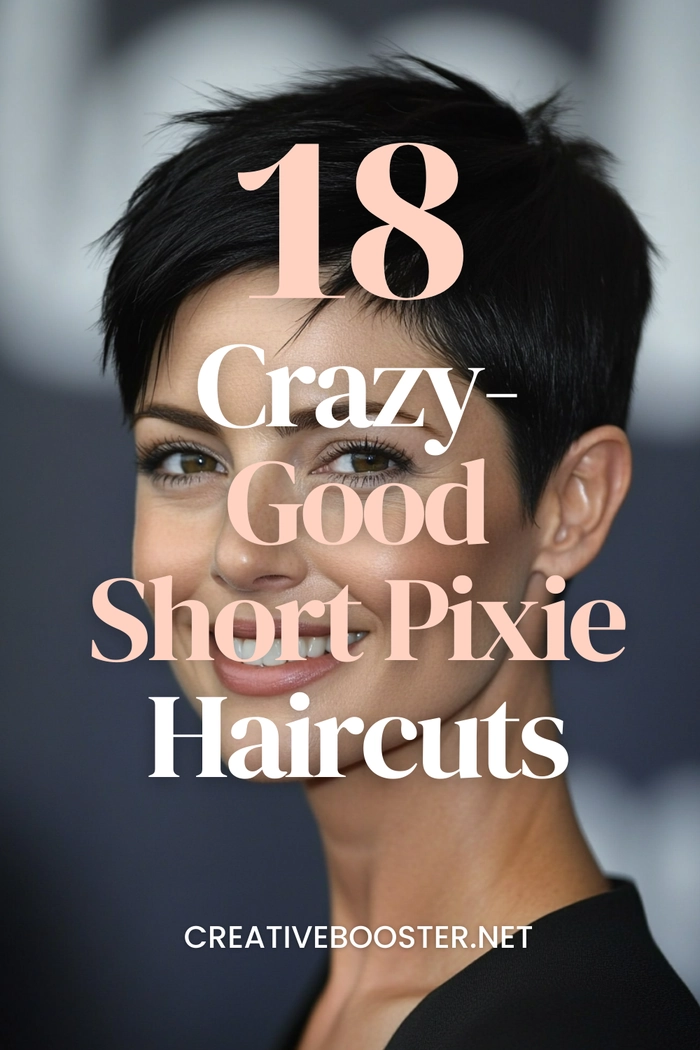 Edgy clubbing pixie cut hairstyle with sleek sides and spiked top Short pixie haircut styled for a clubbing night with textured volume and shiny finish