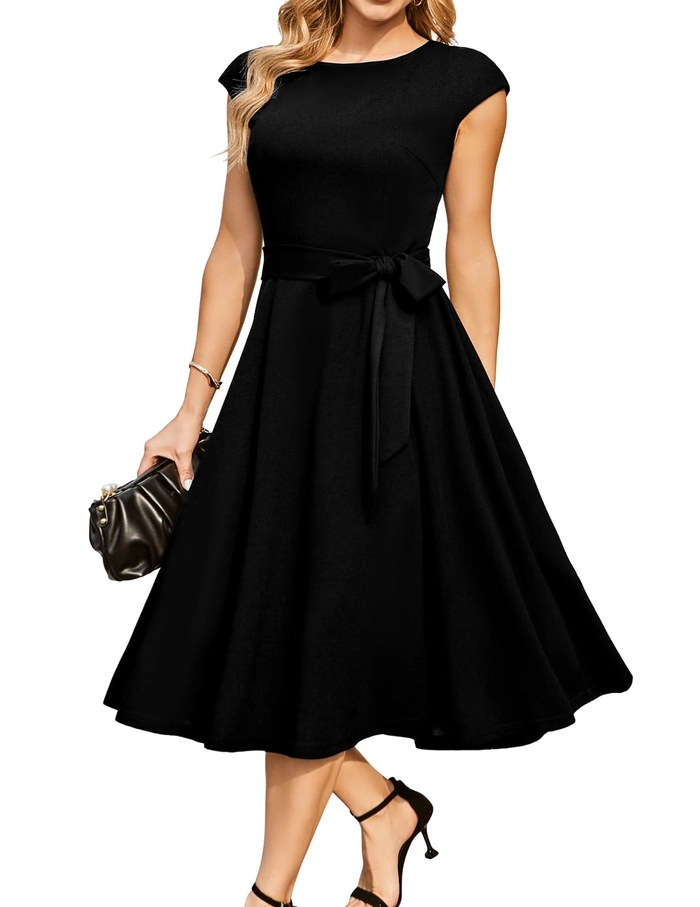 Elegant cocktail party hairstyle with braided halo and formal dress