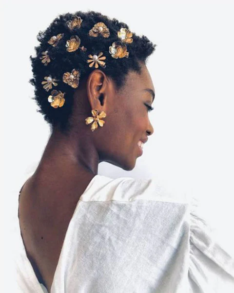Gold Cuff Cocktail Updo for Party Hairstyles Elegant cocktail party updo adorned with gold hair cuffs