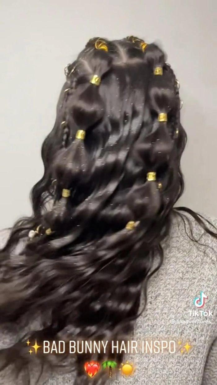Stylish gold hair cuff design for formal cocktail party looks Elegant cocktail party hairstyle featuring gold hair cuffs for a chic updo