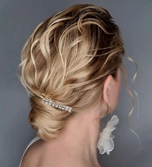 Gold Hair Cuff Styling Ideas for Cocktail Party Hairstyles Cocktail party hairstyle with elegant gold hair cuffs for a chic updo