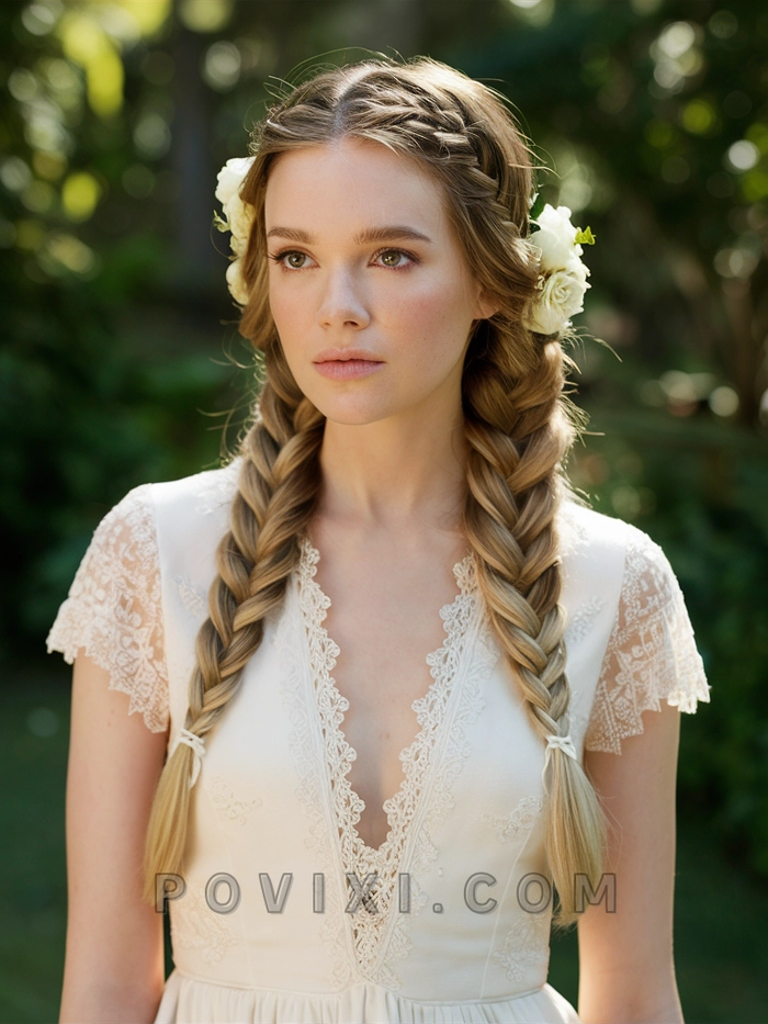 Elegant milkmaid braids perfect for a romantic dinner party Romantic evening milkmaid braids hairstyle for a dinner date