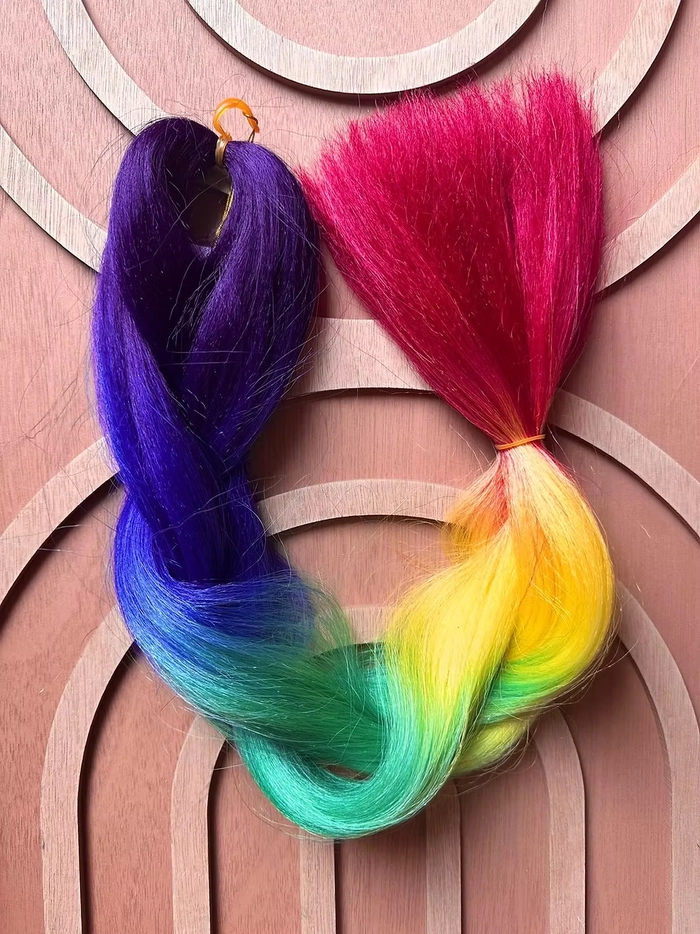 Festival braids with hidden rainbow underlights, party hairstyle look 4