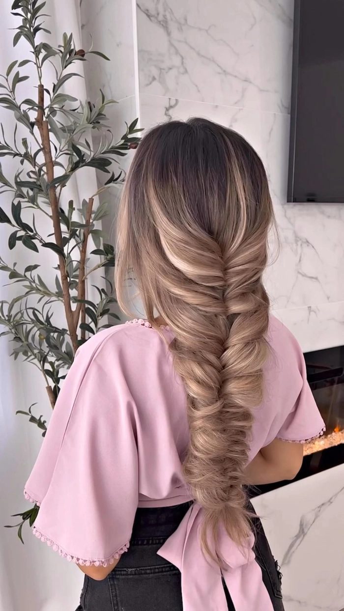 Bohemian festival fishtail braids hairstyle