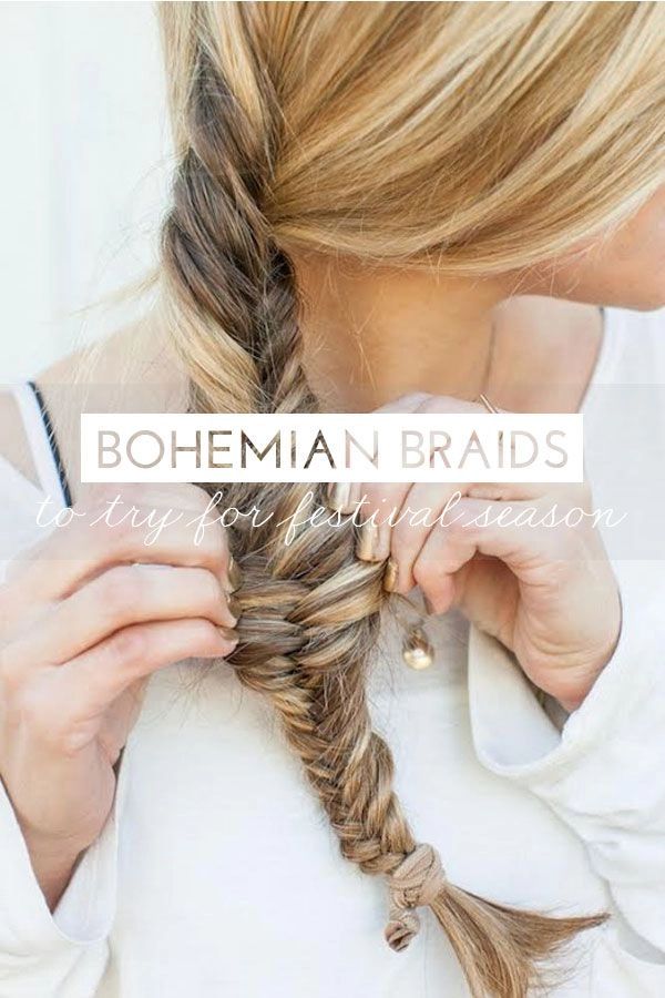 Festival fishtail braids with bohemian accessories for a party hairstyle