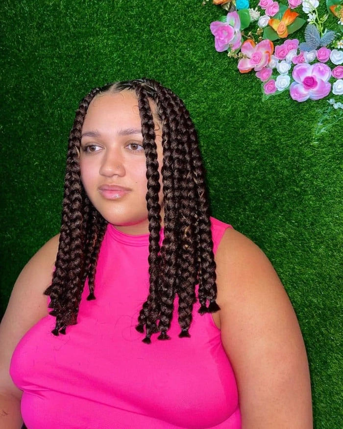 Elegant gala braids styled for thick heavy hair, perfect for a party