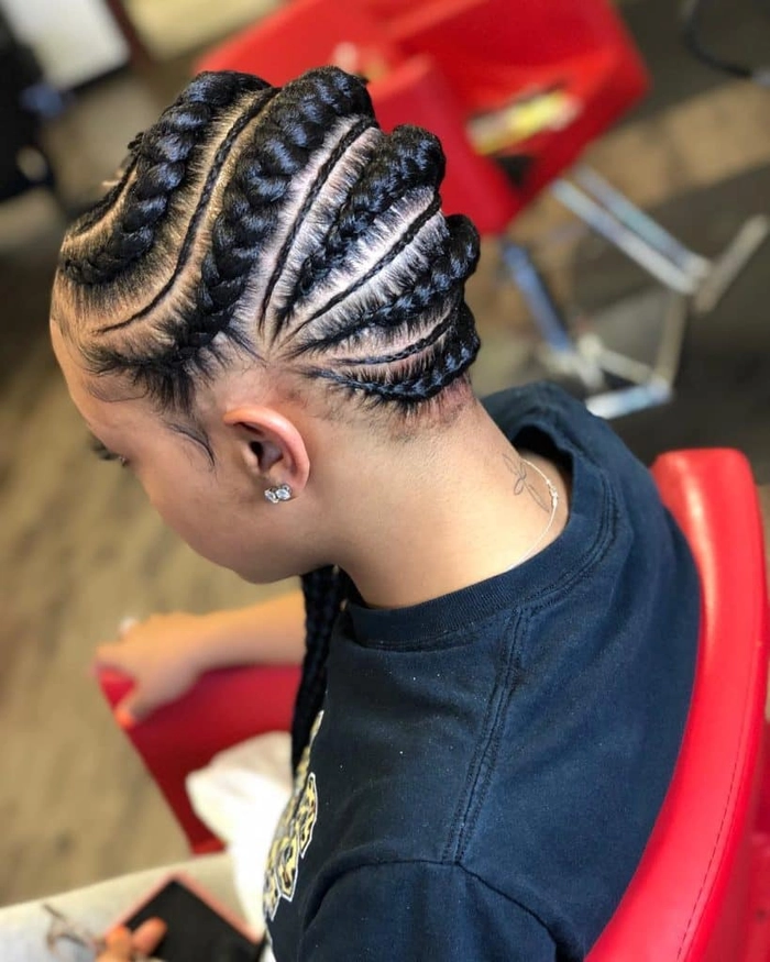Gala braids styled for thick heavy hair at a party event