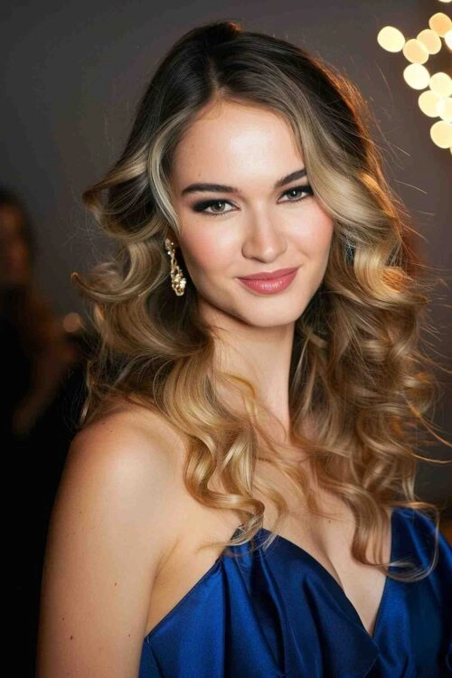 Elegant gala updo hairstyle accented with a velvet scrunchie