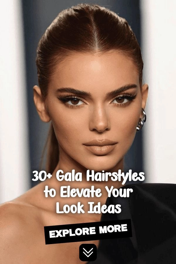 Elegant gala updo accented with a black velvet scrunchie