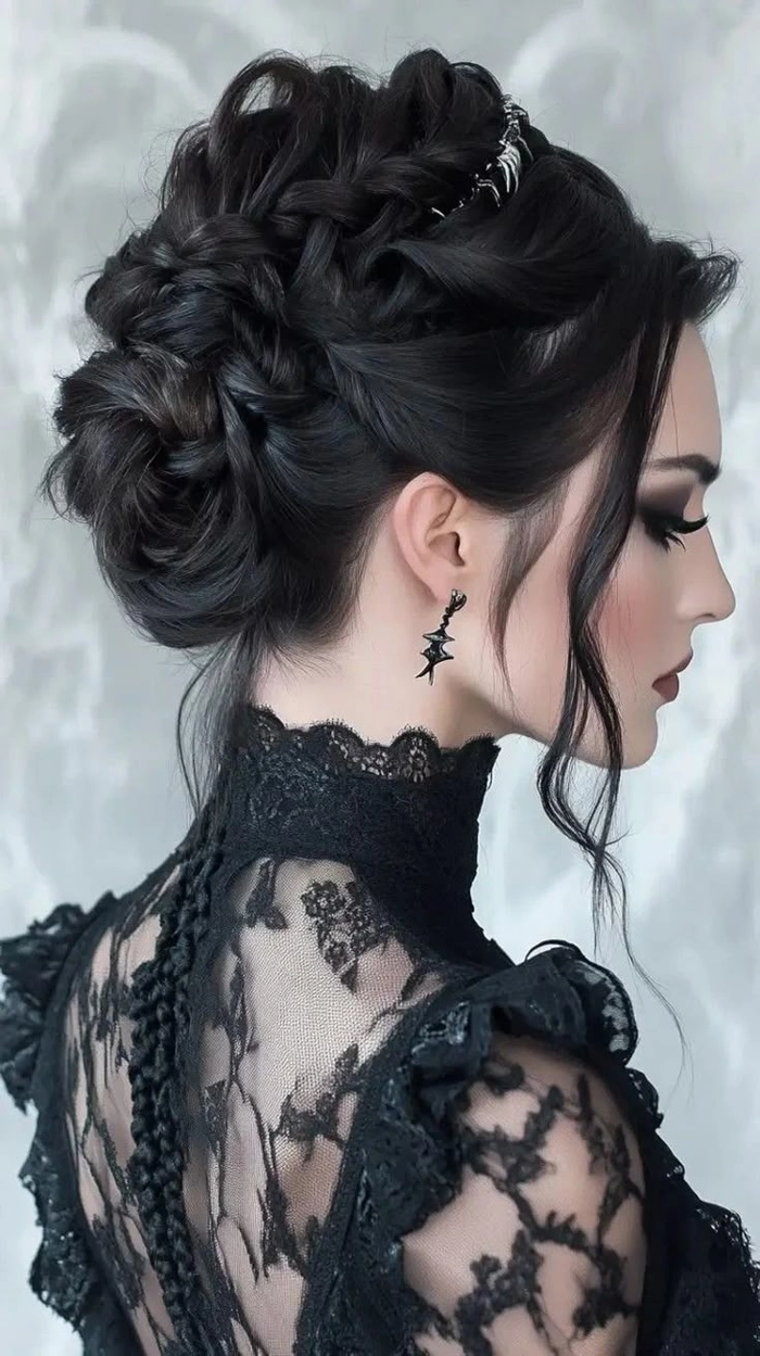 Gothic Prom Hairstyles with Dark Accessories