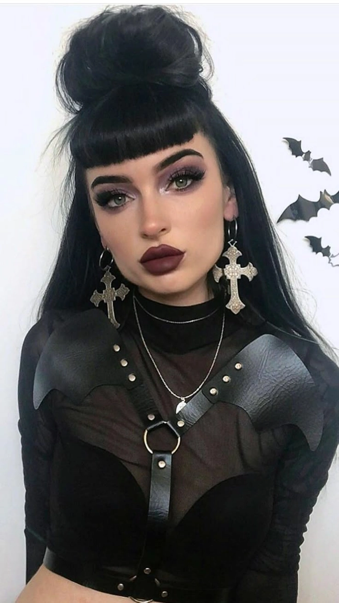 gothic prom hairstyles with dark accessories image