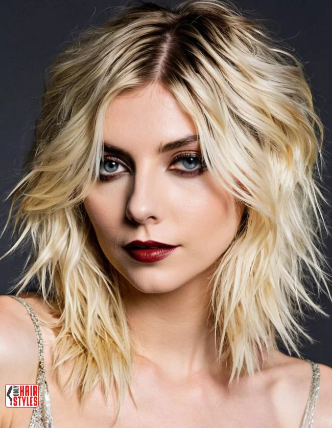 Edgy grunge party hair with messy texture and relaxed bedhead style Messy textured grunge party hairstyle with undone waves and volume