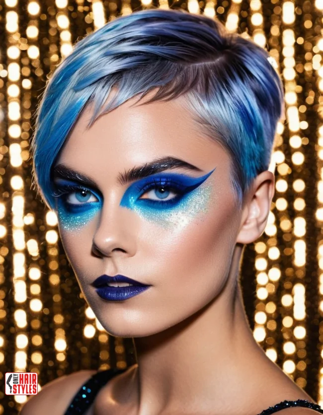 Edgy Halloween party hairstyle for short hair with spiked texture and dark highlights