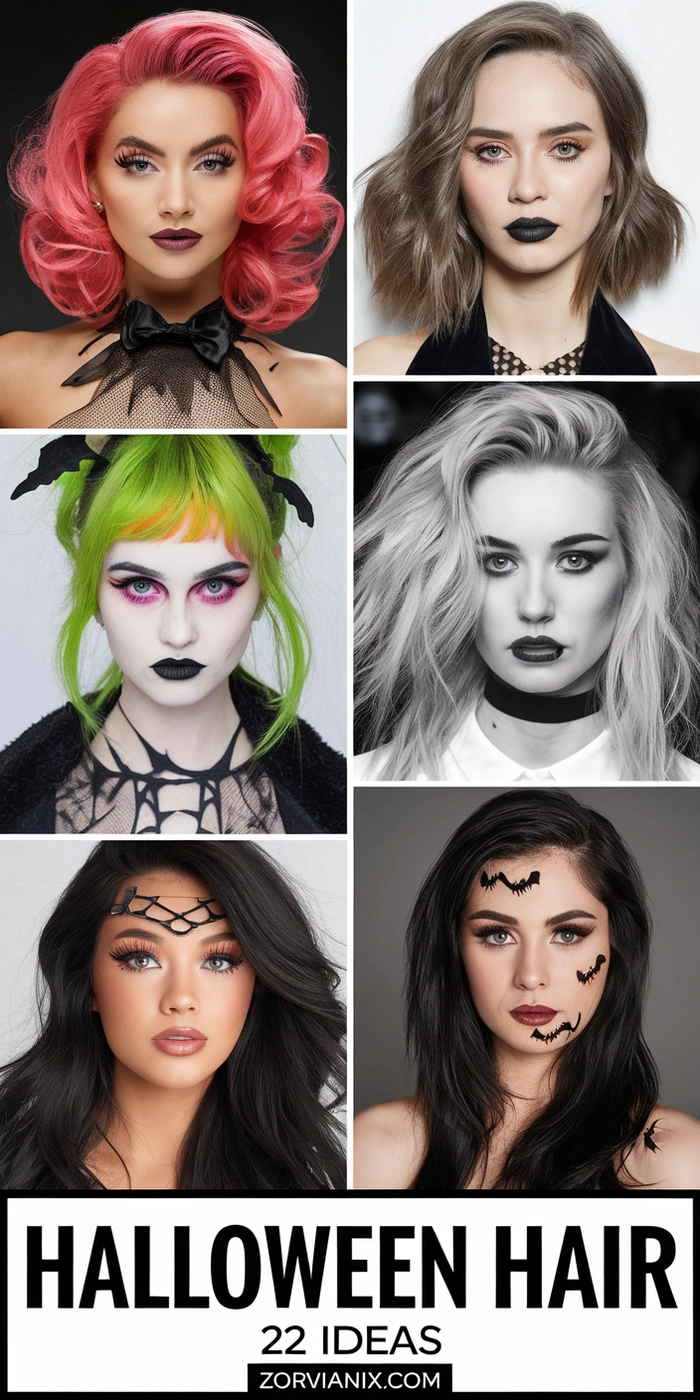 Edgy short Halloween party hairstyle with bold colors and spiky texture
