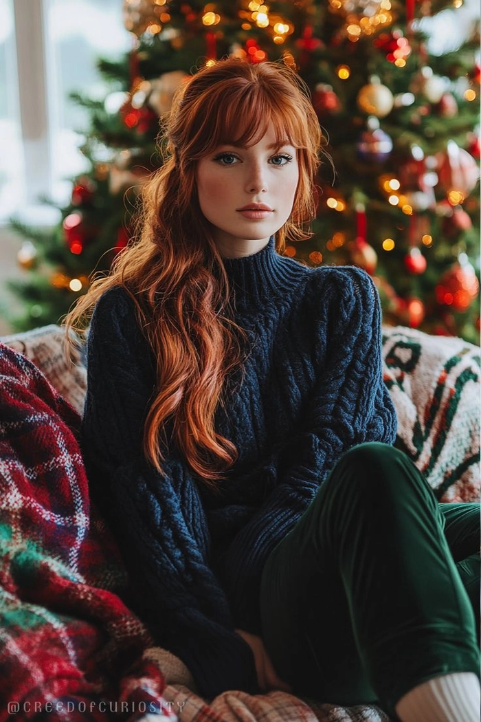 Holiday Party Hairstyle Inspiration for Natural Redheads Natural redhead with elegant holiday party updo and shimmering hairpins