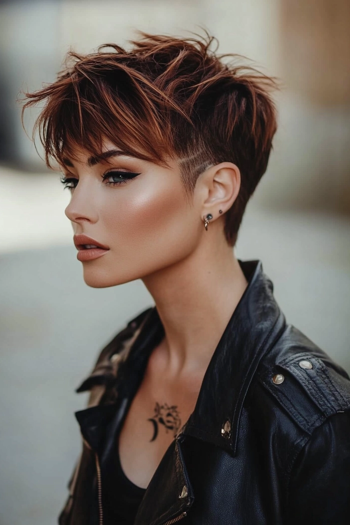 Edgy Halloween party hairstyle ideas for short hair, featuring spiked and colored looks